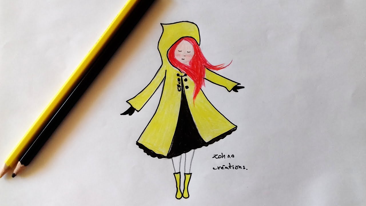 1280x720 how to draw a little girl with winter coat - Winter Coat Drawing