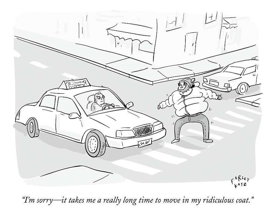 900x723 a man in a puffy winter coat walks awkwardly drawing - Winter Coat Drawing