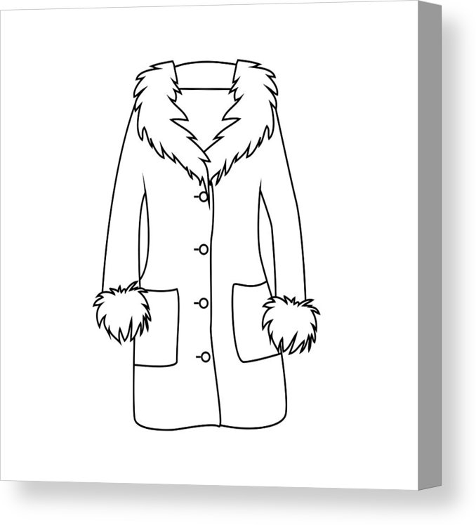 678x748 cartoon fur winter coat outline isolated on white background - Winter Coat Drawing