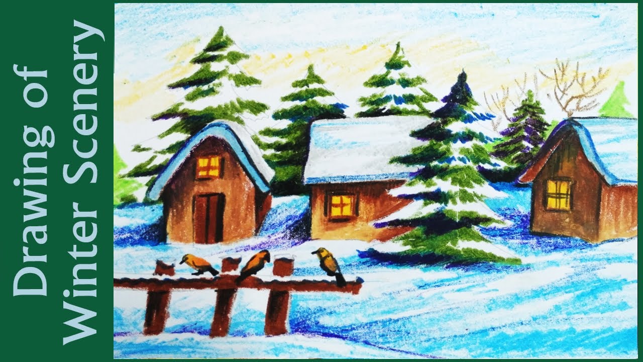 1280x720 How To Draw Winter Season Scenery - Winter Drawing