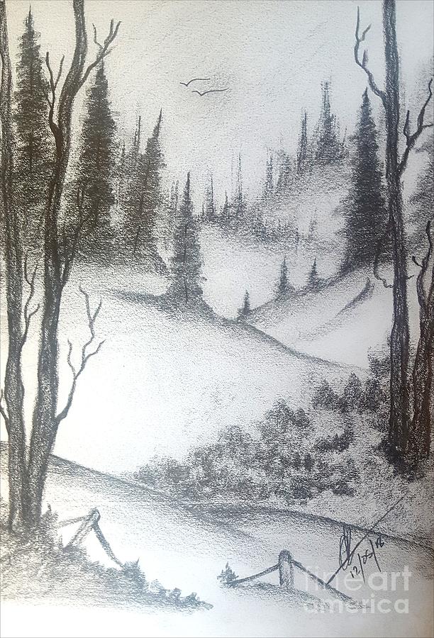 612x900 Winter Wonderland Drawing - Winter Drawing