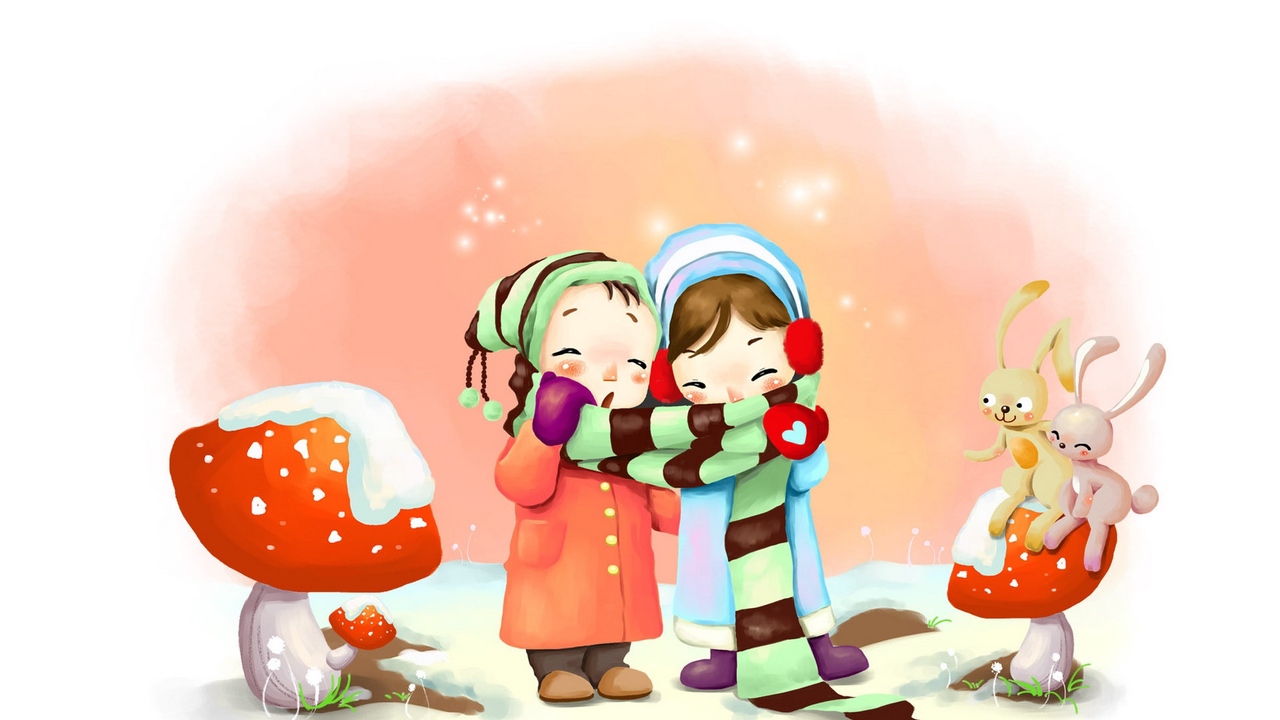 1280x720 download wallpaper drawing, winter, kids, breath - Winter Drawing For Kids