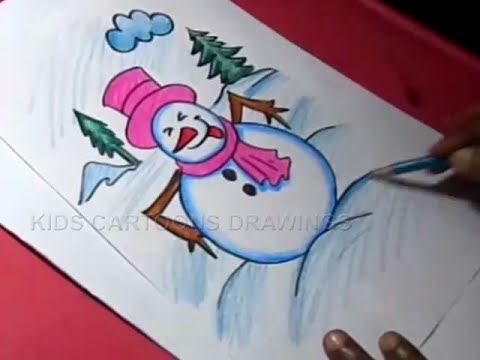 480x360 How To Draw Winter Season Detailed Drawing Step - Winter Drawing For Kids