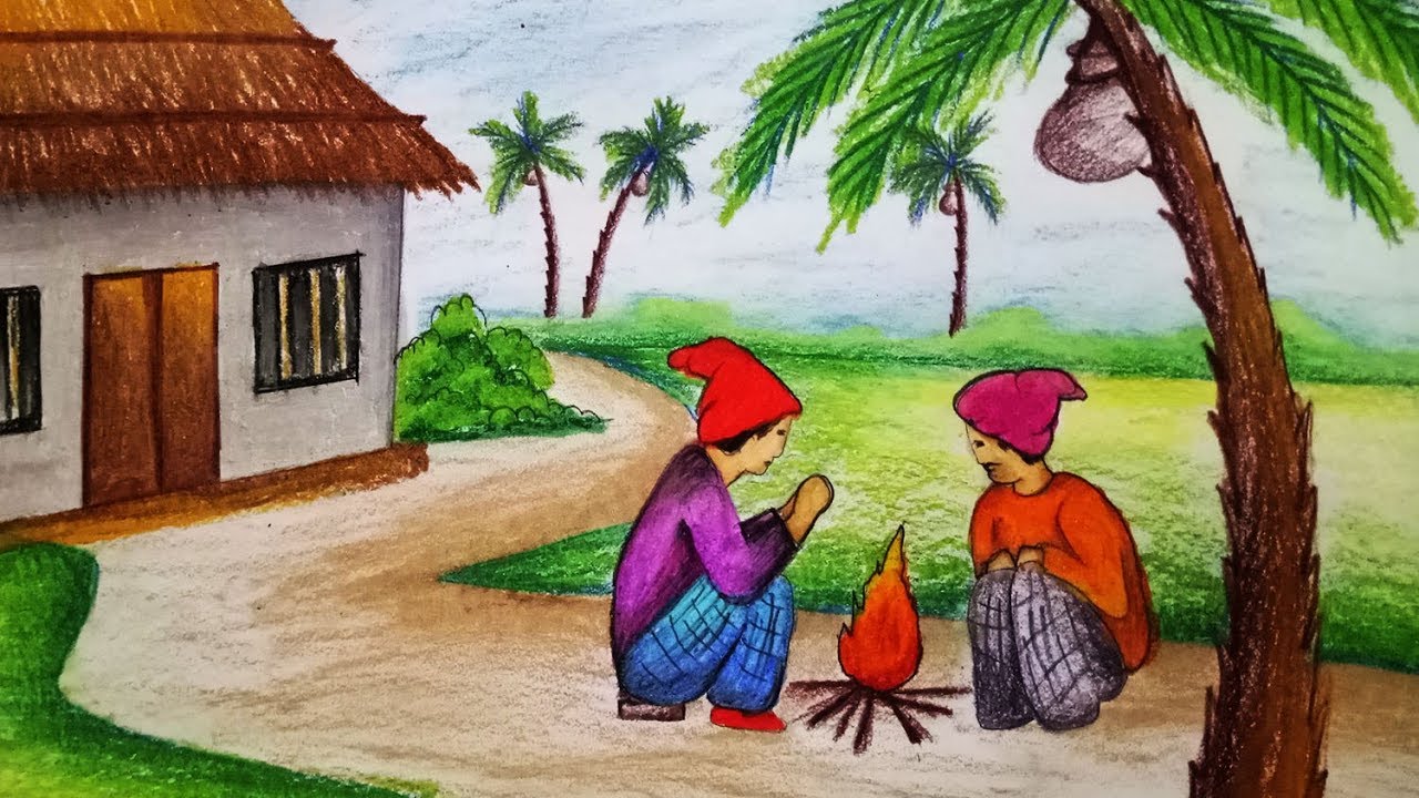 1280x720 How To Draw Winter Season Scenery Step - Winter Drawing Images