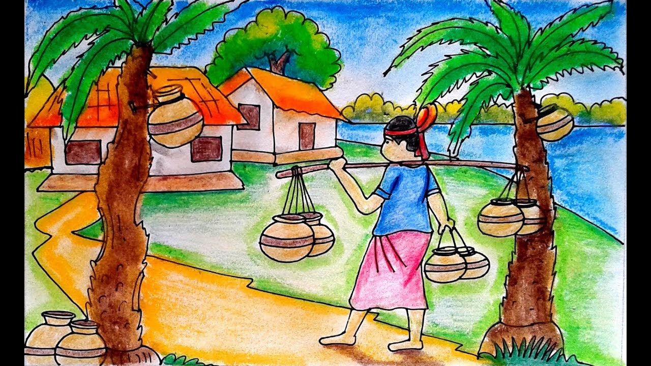 1280x720 how to draw winter season winter season drawing a scenery - Winter Drawing Images