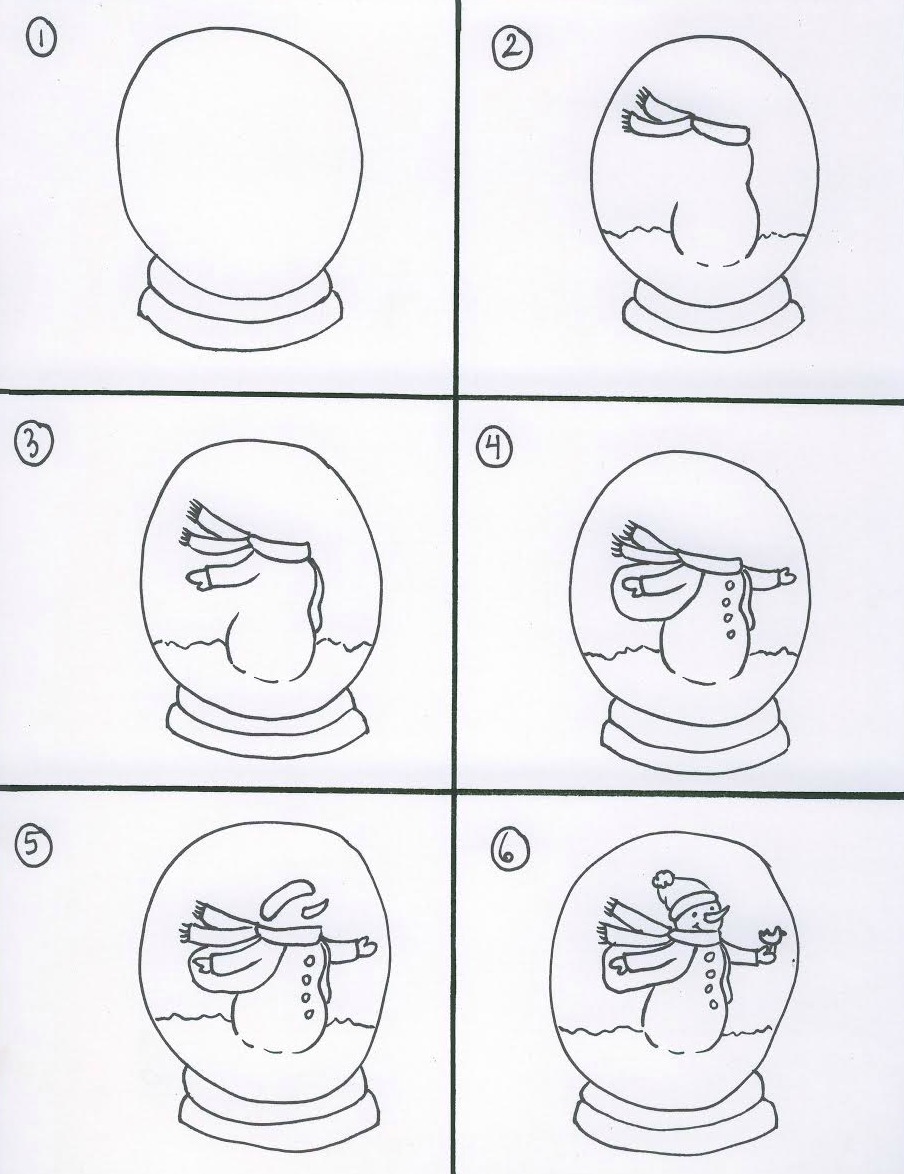 904x1174 Winter Art Project Draw A Snow Globe! Thrive - Winter Drawing Images