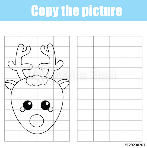 499x500 grid copy children educational game, drawing kids activity - Winter Drawing Kids