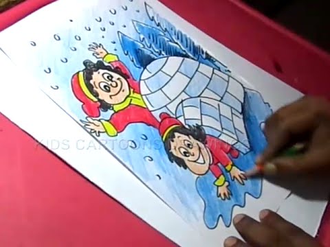480x360 How To Draw Winter Season Drawing Step - Winter Drawing Kids