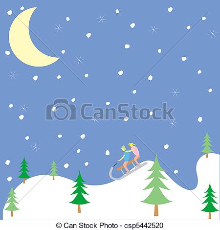 450x470 Kids Playing In The Winter, Vector Art Illustration, More Drawings - Winter Drawing Kids