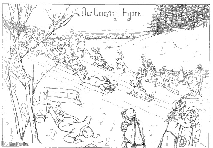 710x493 Sledding Hill Picture - Winter Drawing Kids