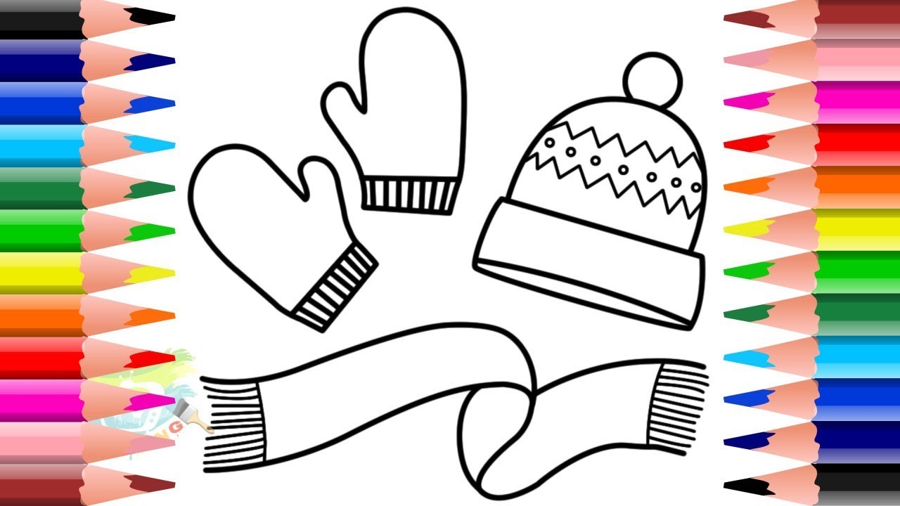 1280x720 how to draw and color winter accessories - Winter Hat Drawing