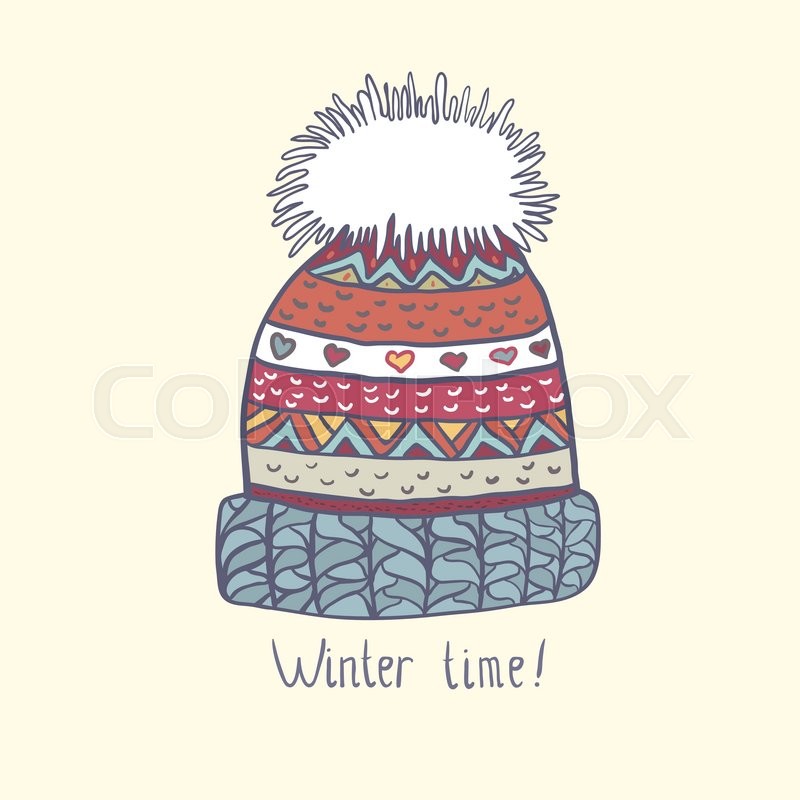 800x800 knitted winter hat hand drawing stock vector colourbox - Winter Hat Drawing