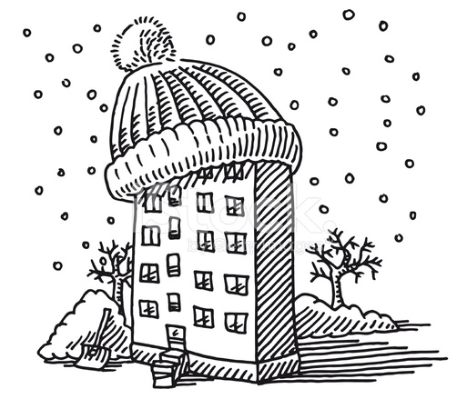 513x439 winter building bobble hat drawing stock vector - Winter Hat Drawing