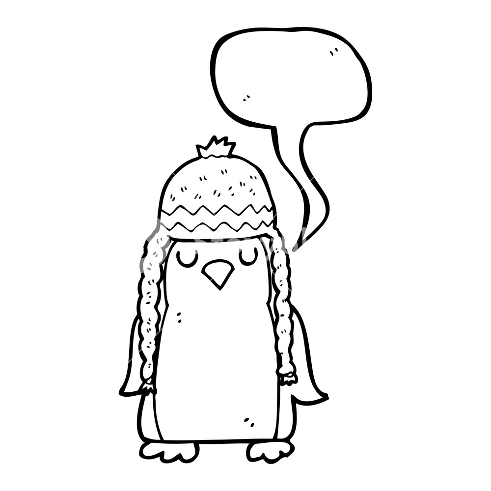 1000x1000 freehand drawn speech bubble cartoon robin wearing winter hat - Winter Hat Drawing