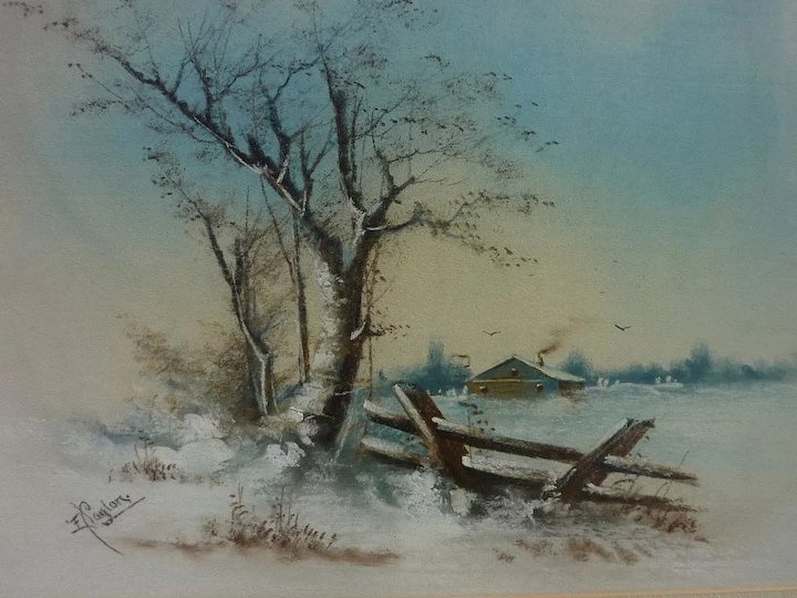 720x540 pastel drawing of snowy winter landscape circa jon berg - Winter Landscape Drawing