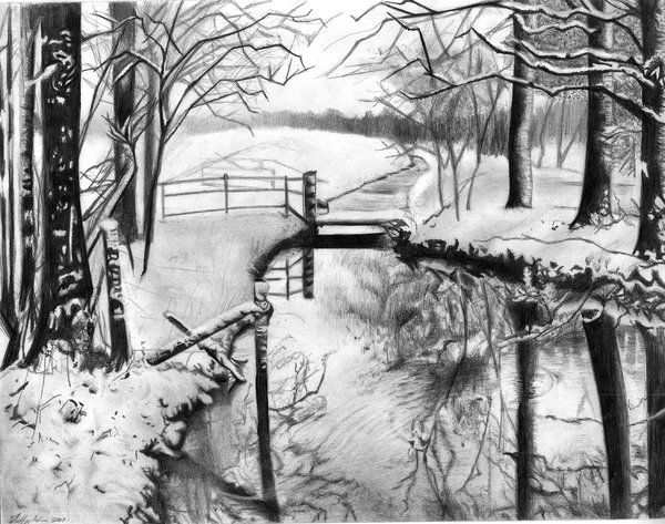 600x473 winter landscape my favorite pins in drawings - Winter Landscape Drawing