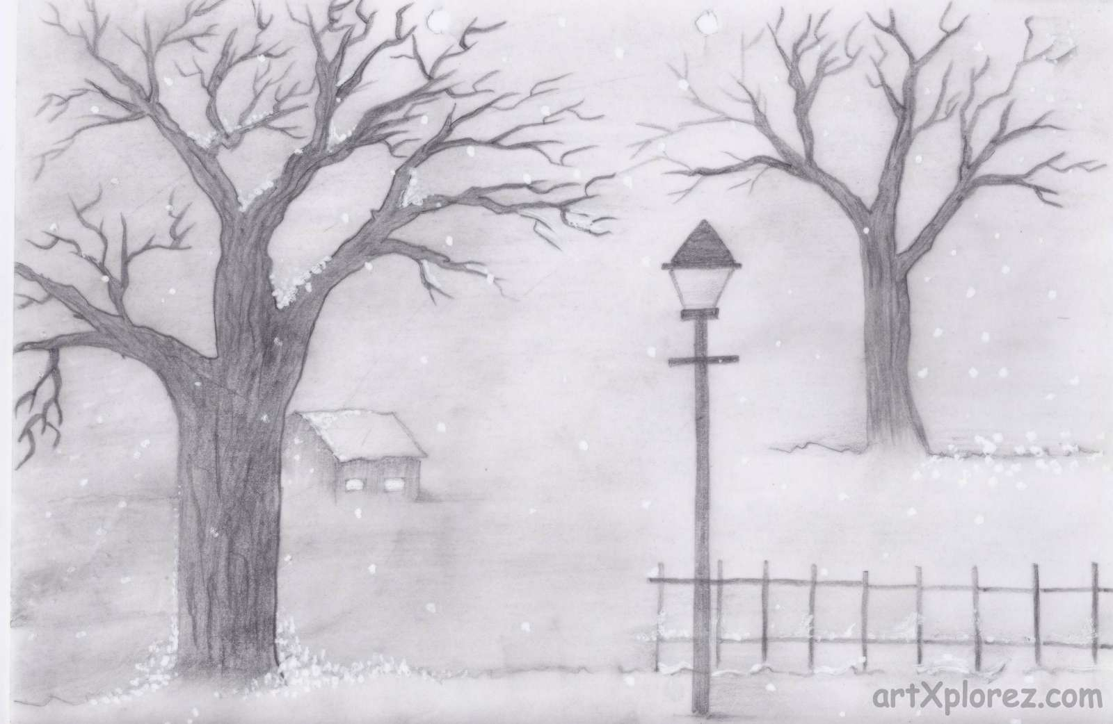Winter Landscape Drawing At Paintingvalley Com Explore Collection Of Winter Landscape Drawing