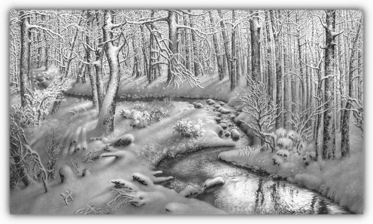 1280x770 Winter Landscape Pencil Drawing And Realistic Pencil Drawing - Winter Landscape Drawing