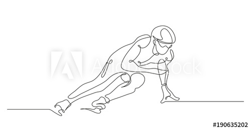 500x260 Continuous Line Drawing Illustration Shows A Sportsman Running - Winter Line Drawing