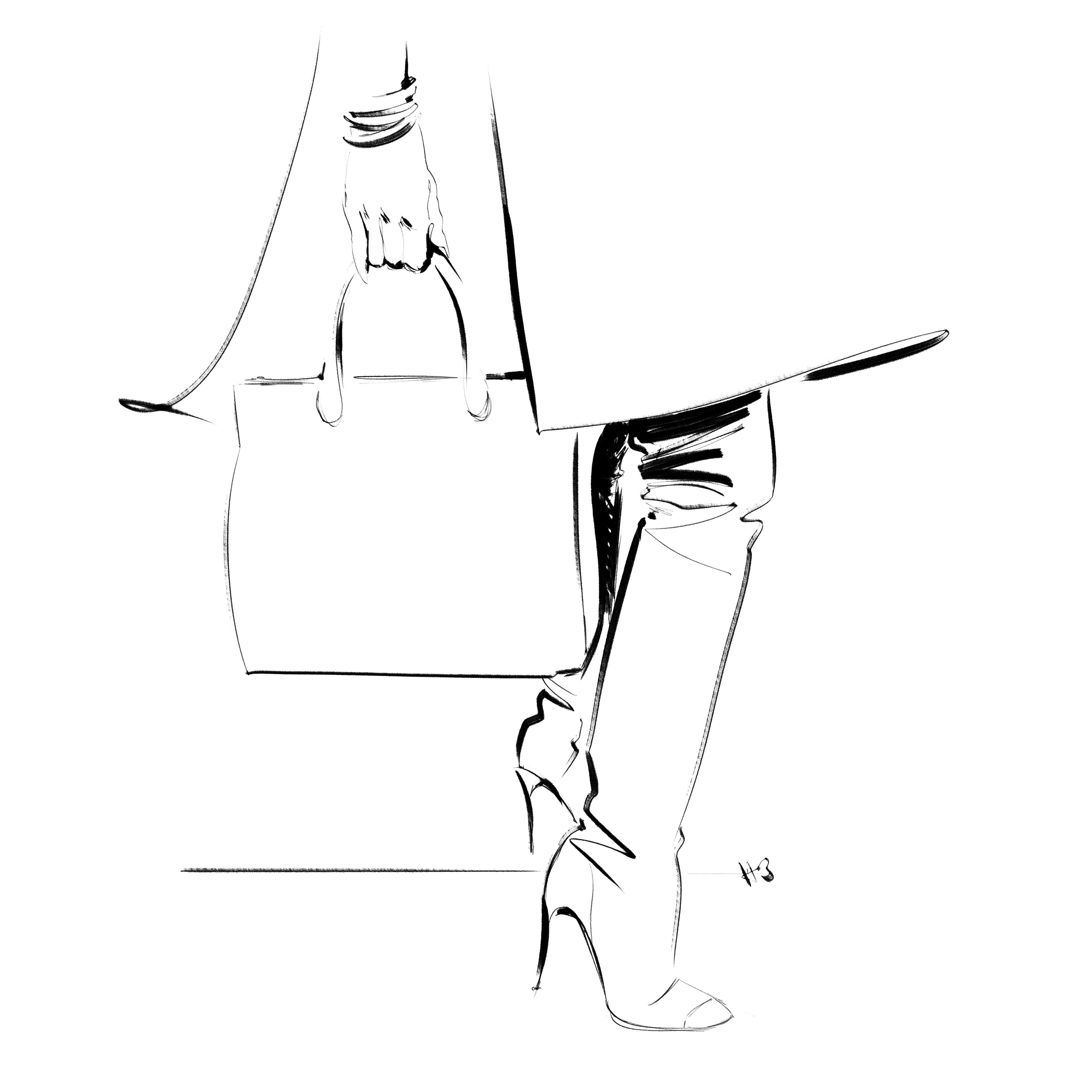 3840x3840 A Series Of Line Drawing Fashion Illustrations Themed Boots - Winter Line Drawing