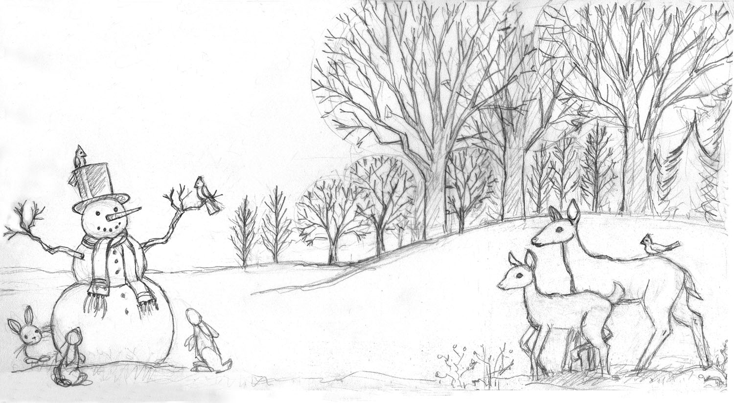 Winter Scene Drawing at Explore collection of