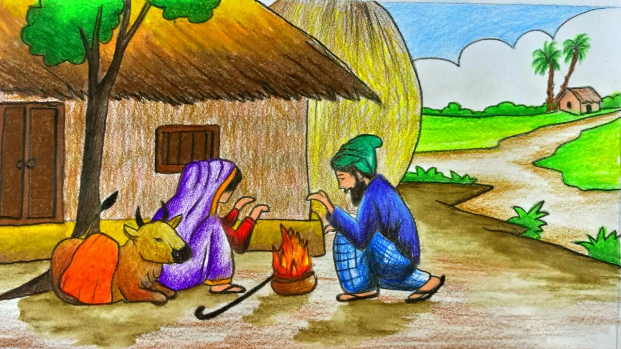 1280x720 How To Draw Winter Season Scenerylandscape Step - Winter Season Drawing