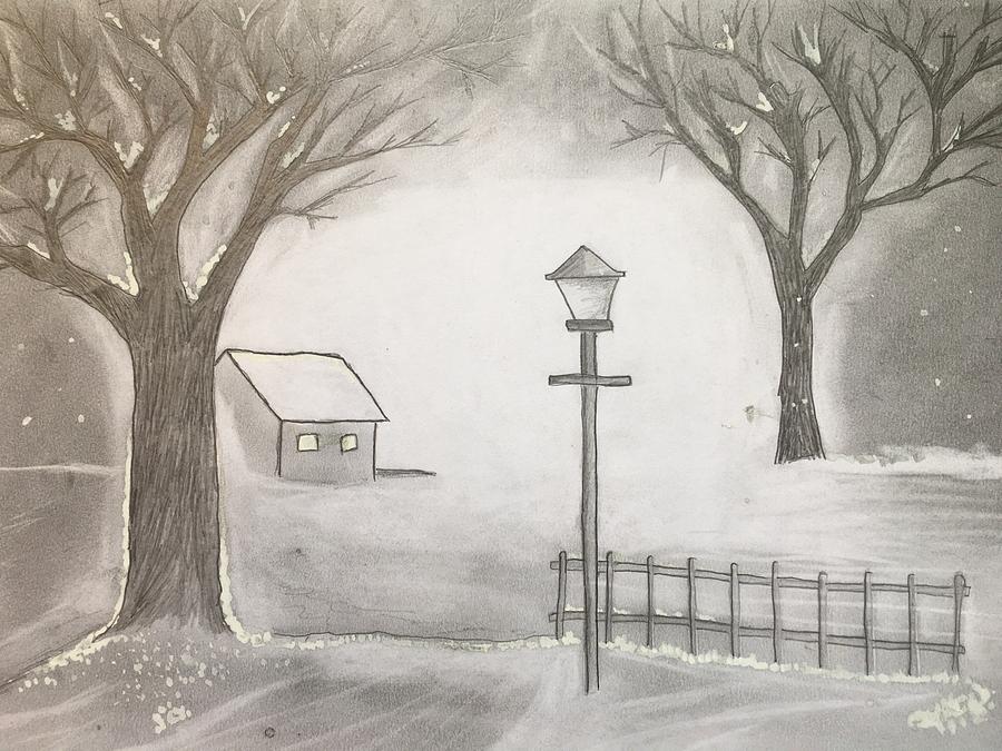 900x675 winter season in alaska drawing - Winter Season Drawing