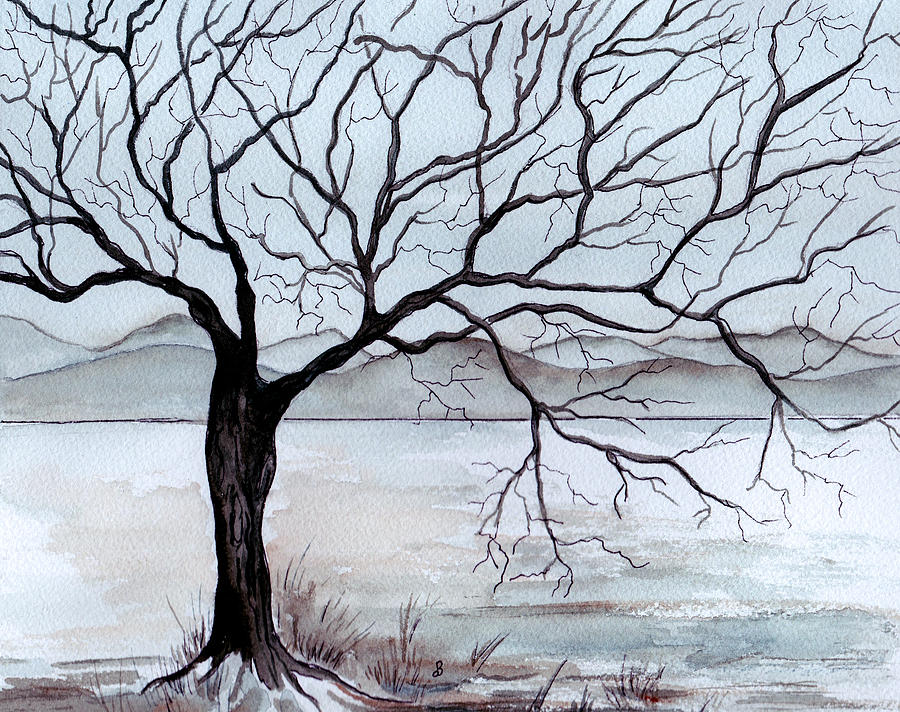 900x712 Winter Tree Painting - Winter Tree Drawing
