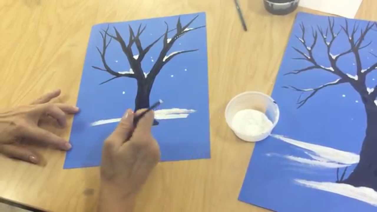 1280x720 Flipped Classroom How To Draw A Winter Tree - Winter Tree Drawing