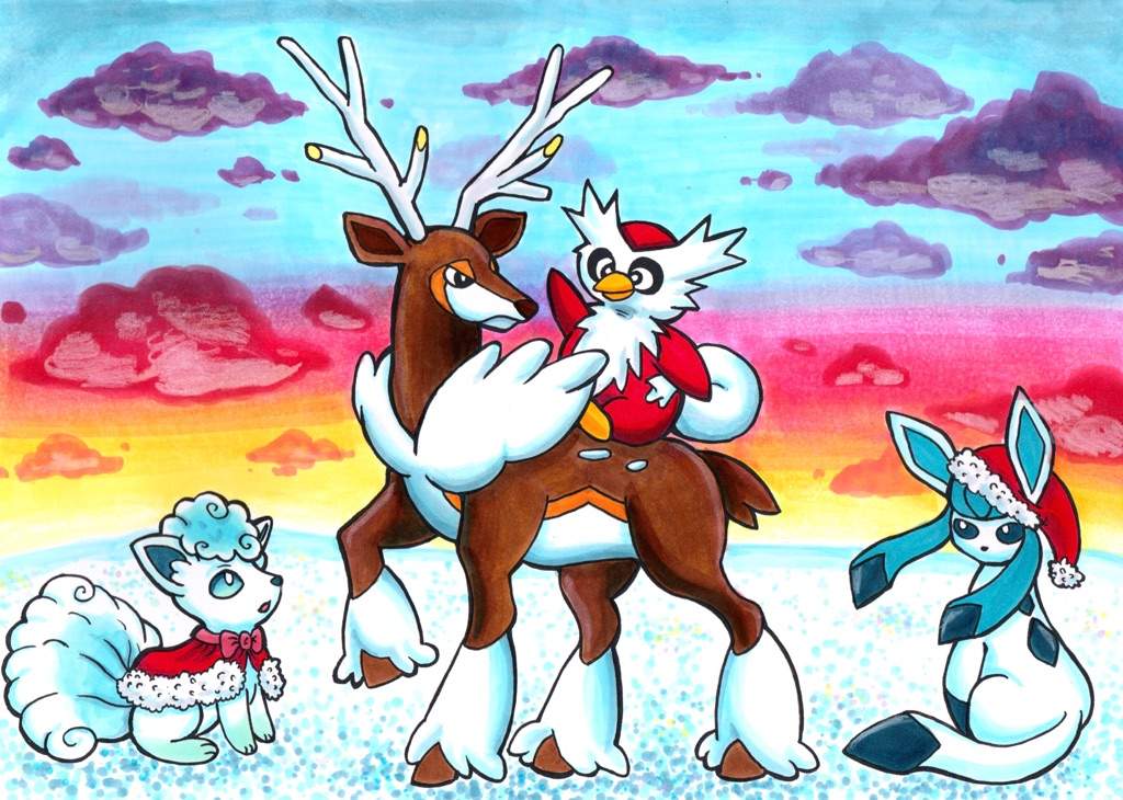 1024x730 pokemon winter wonderland copic marker drawing art amino - Winter Wonderland Drawing