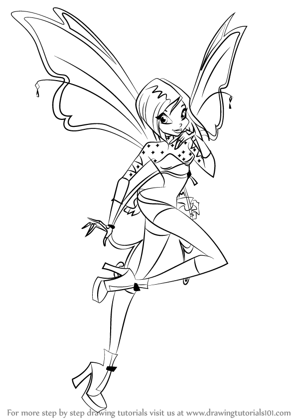 598x844 learn how to draw tecna from winx club - Winx Club Bloom Drawing