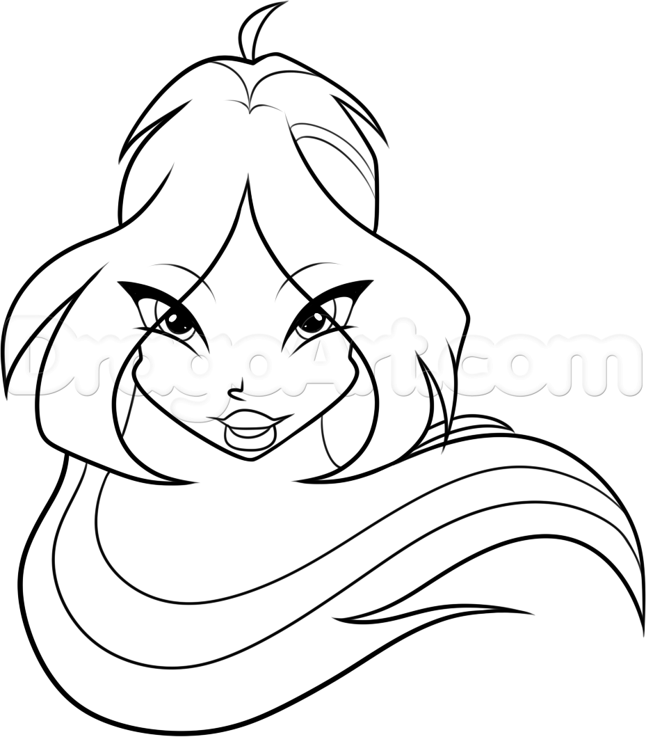 929x1059 how to draw flora from winx club, step - Winx Club Drawing