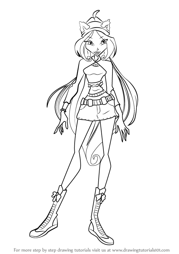 597x844 learn how to draw flora from winx club - Winx Club Drawing