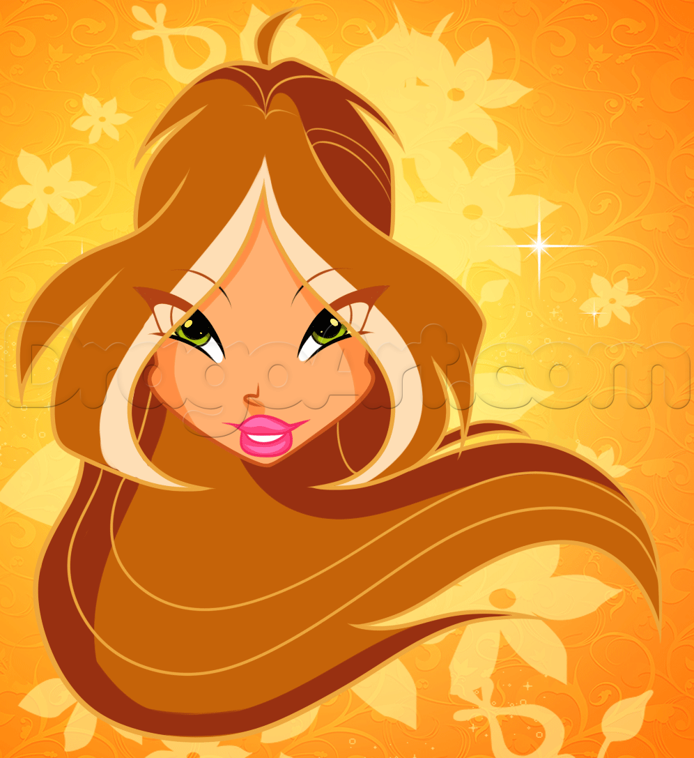 996x1087 how to draw flora from winx club, step - Winx Club Flora Drawing