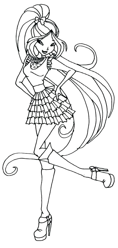 500x1049 winx club coloring pages - Winx Club Flora Drawing