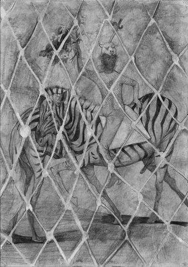 375x532 Over The Fence Drawing - Wire Fence Drawing