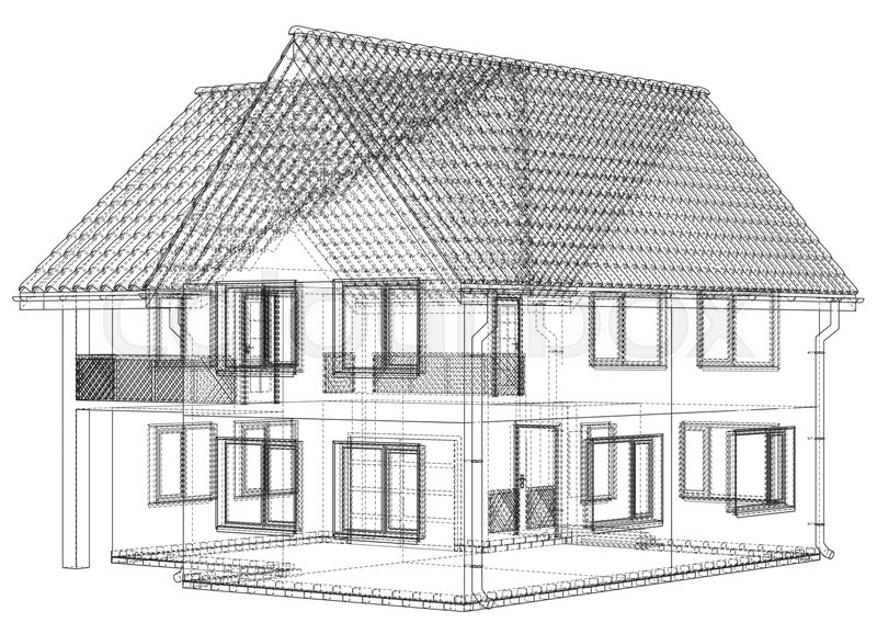 800x578 Wireframe Blueprint Drawing Of Stock Vector Colourbox - Wireframe Drawing