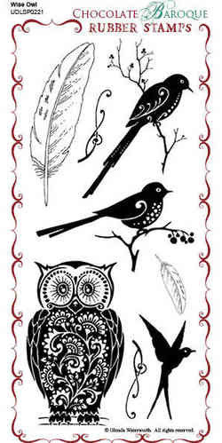 250x499 wise owl unmounted rubber stamp sheet - Wise Owl Drawing