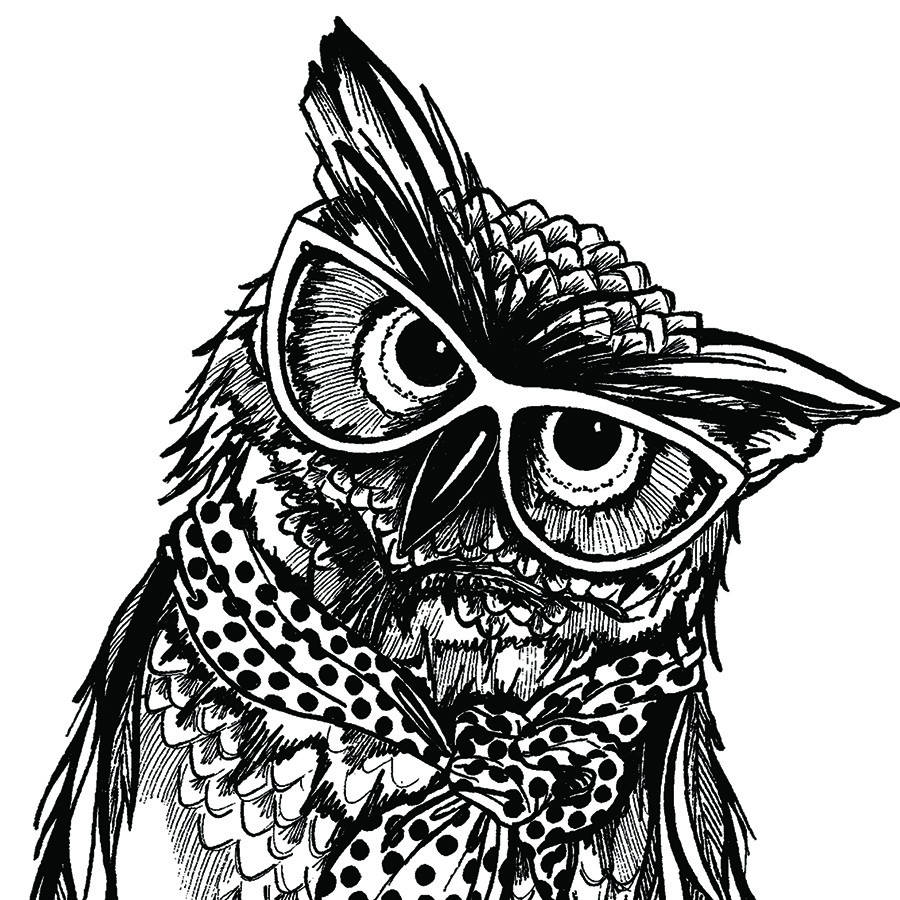 900x900 wise owl greeting card - Wise Owl Drawing