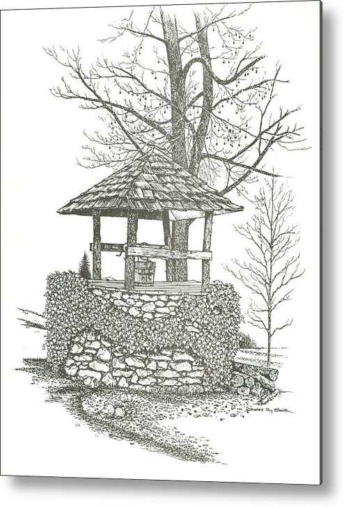 494x728 Wishing Well Metal Print - Wishing Well Drawing