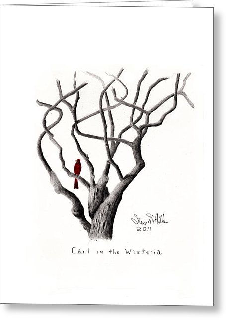 455x646 Carl In The Wisteria Drawing - Wisteria Drawing