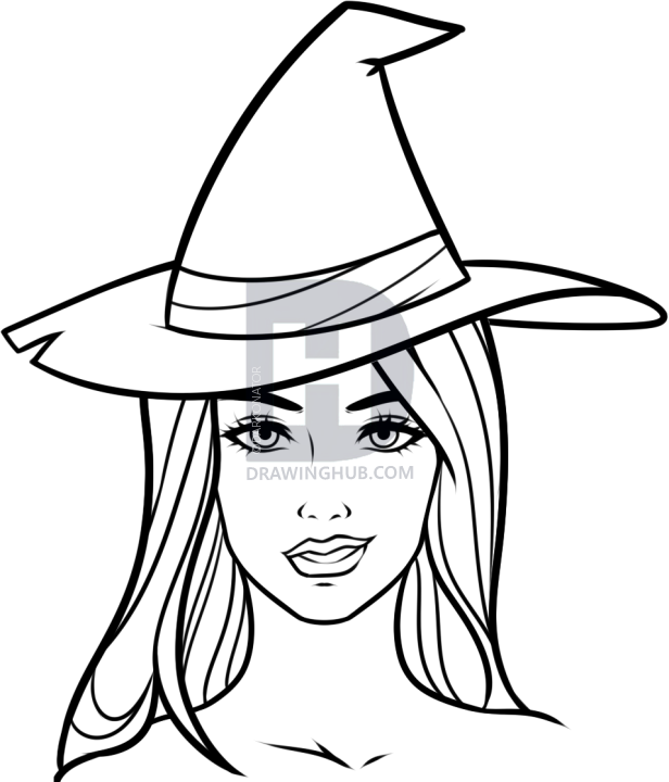 616x720 How To Draw A Witch Face, Step - Witch Drawing