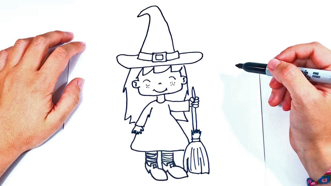 1280x720 How To Draw A Witch Step - Witch Drawing