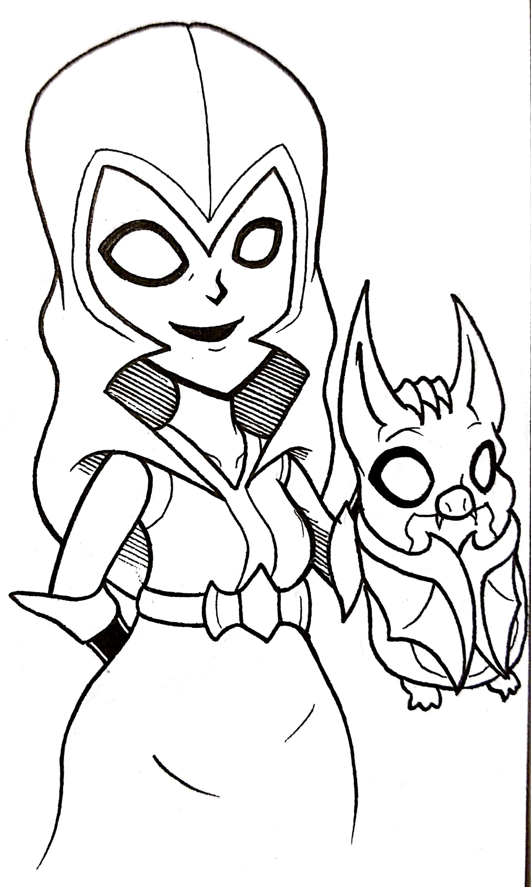 1704x2848 Night Witch Drawing For Inktober! Clashroyale - Witch Drawing