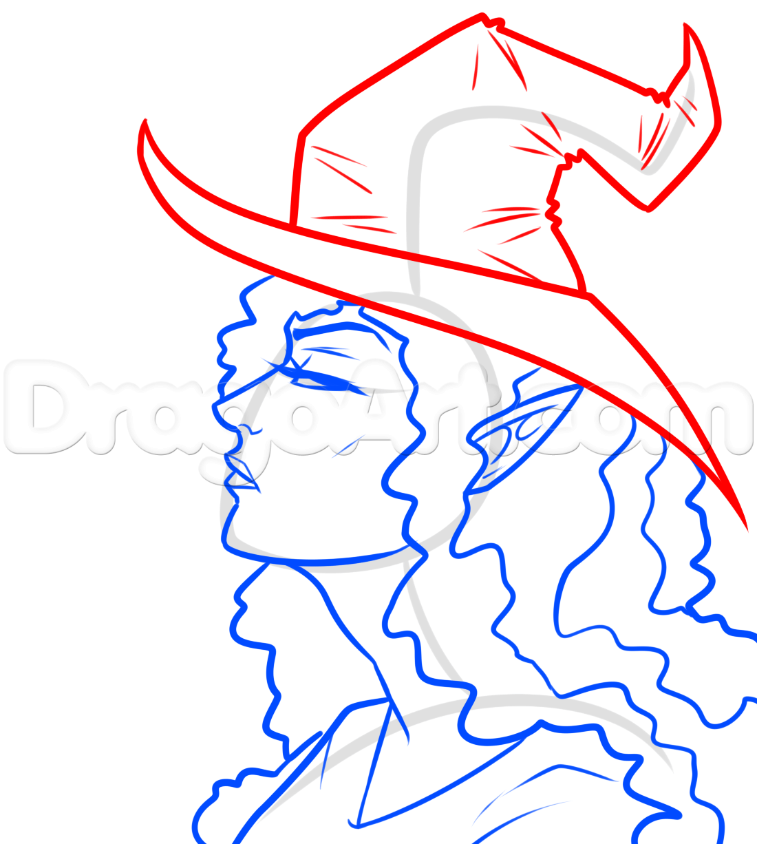 1100x1226 Drawing A Witch Profile, Step - Witch Drawing