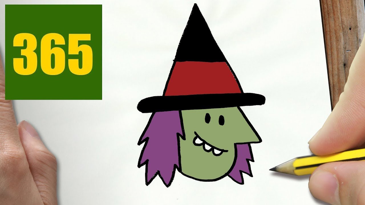 1280x720 How To Draw A Witch Face Cute, Easy Step - Witch Face Drawing