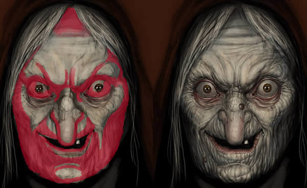 600x369 Create An Evil Queen In Photoshop - Witch Face Drawing
