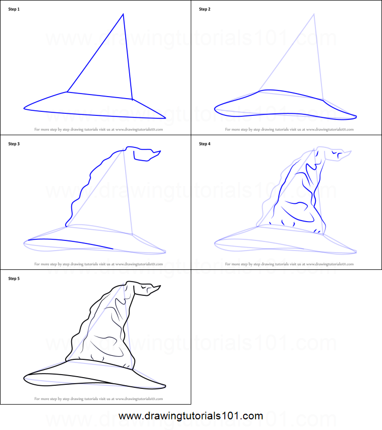 751x846 how to draw a witch hat printable step - Witch Hat Drawing
