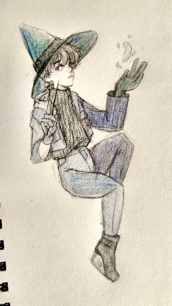 338x600 i just wanted to draw him with a witch hat tumblr - Witch Hat Drawing