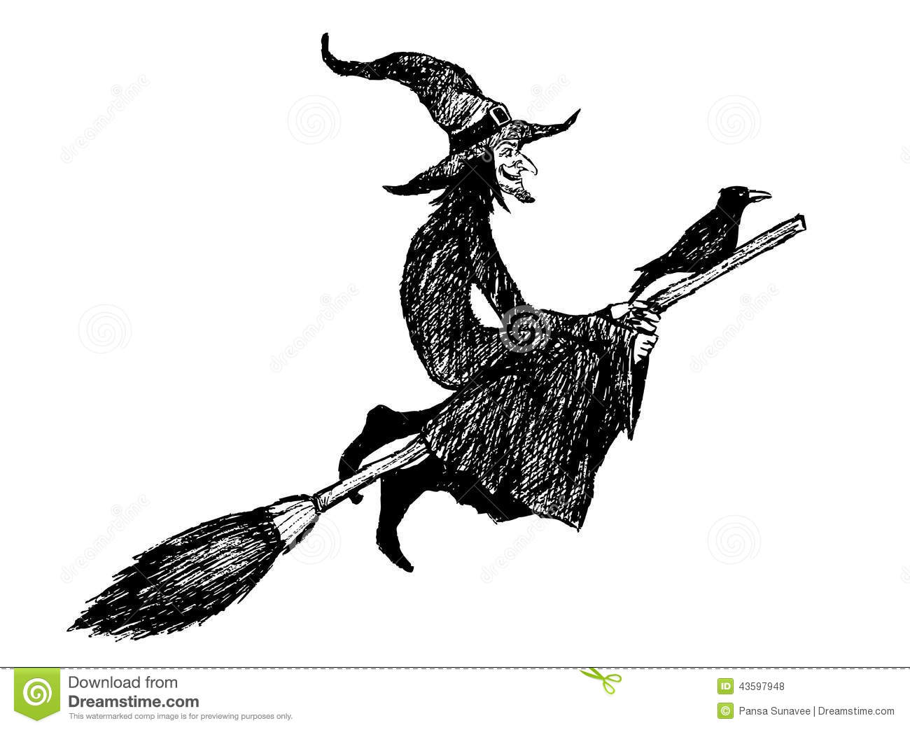 Witch On Broom Drawing at Explore collection of